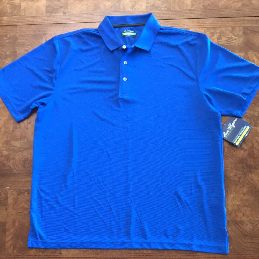 NWT Ben Hogan Performance Ribbed Blue Short Sleeved Golf Polo Shirt XL 3 Button